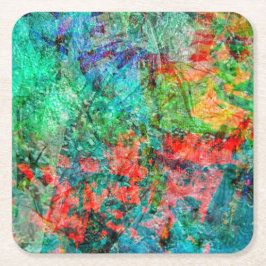 Dark red abstract paper coaster.Dazzling rosy art  スクエアペーパーコースター