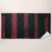 Dark Red and Black Horror Stripe Pattern ビーチタオル (正面)