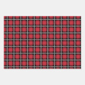 Dark Red and Black Tartan Plaid Pattern ラッピングペーパーシート (正面3)