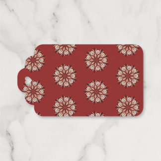 Dark red and white Norwegian Rosemaling floral  ギフトタグ
