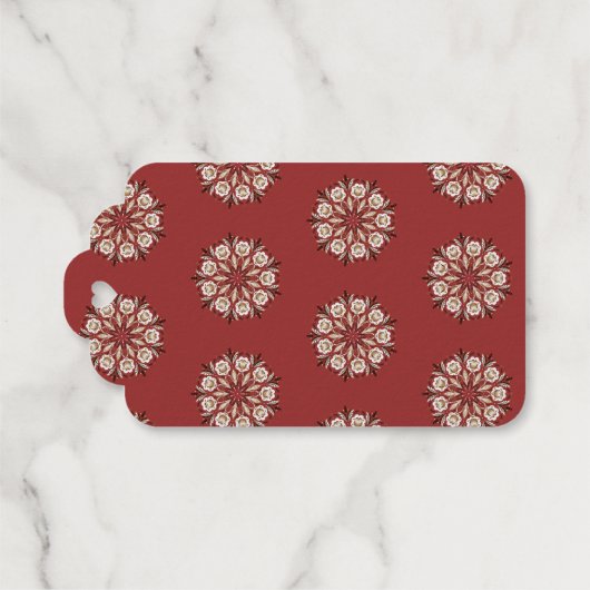 Dark red and white Norwegian Rosemaling floral  ギフトタグ (裏面 (横))