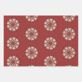 Dark red and white Norwegian Rosemaling floral  ラッピングペーパーシート (正面2)