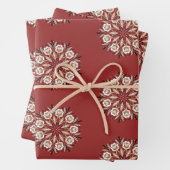Dark red and white Norwegian Rosemaling floral  ラッピングペーパーシート (インサイチュ)