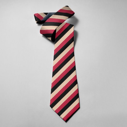 Dark Red Black Gold Stripes Formal Groomsmen ネクタイ