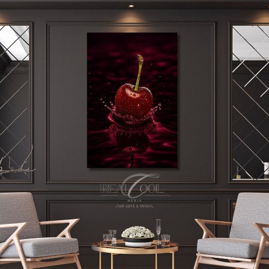 Dark Red Cherry Splash in Water Art Canvas Print キャンバスプリント