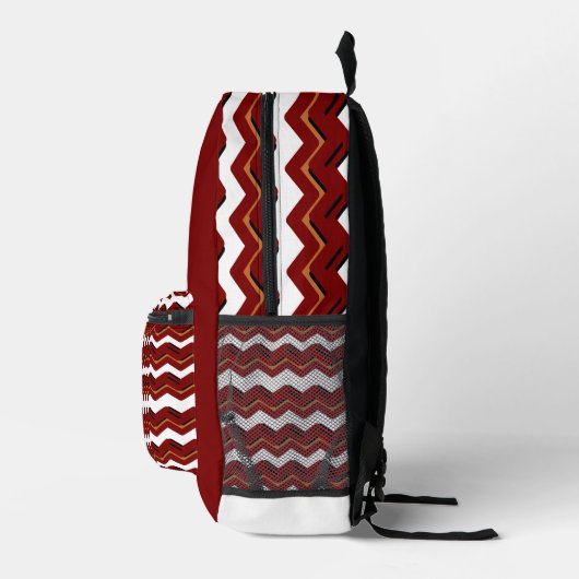 Dark Red Chevron Backpack – Stylish & Chic プリントバックパック (右)