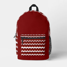 Dark Red Chevron Backpack – Stylish & Chic プリントバックパック