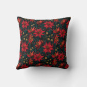 Dark Red Christmas Floral Pattern クッション (裏面)