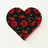 Dark Red Christmas Floral Pattern ノートブック (裏面)