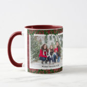 Dark Red Country Christmas Plaid Holiday Photo Mug マグカップ (左)