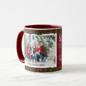 Dark Red Country Christmas Plaid Holiday Photo Mug マグカップ (正面左)