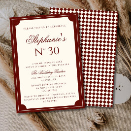 Dark Red Elegant Classy Vintage Old Money Birthday 招待状