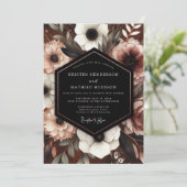 Dark Red Floral Moody Romance Wedding 招待状 (スタンド正面)
