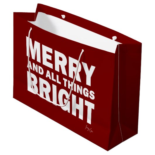 Dark Red Gift Bag | Merry & All Things Bright ラージペーパーバッグ (正面アングル)