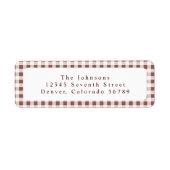 Dark Red Gingham Plaid Custom ラベル (正面)