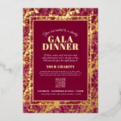 Dark red gold botanical pattern gala dinner event 箔招待状 (正面)