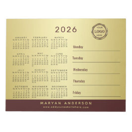 Dark-red gold design,Logo or Photo calendar, ノートパッド