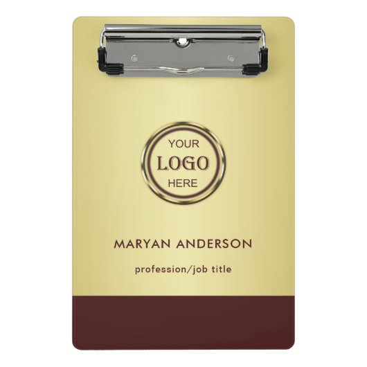 Dark-red gold design,Logo or Photo in gold circle, ミニクリップボード (正面)