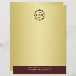 Dark-red gold design,Logo or Photo in gold circle, レターヘッド