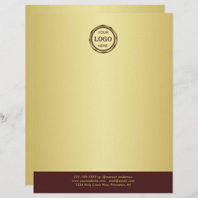 Dark-red gold design,Logo or Photo in gold circle, レターヘッド (正面/裏面)