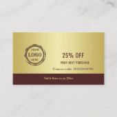 Dark-red gold design,Logo or Photo in gold circle, 割引カード (正面)
