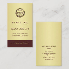 Dark-red gold design,Logo or Photo in gold circle, 割引カード