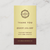 Dark-red gold design,Logo or Photo in gold circle, 割引カード (正面)