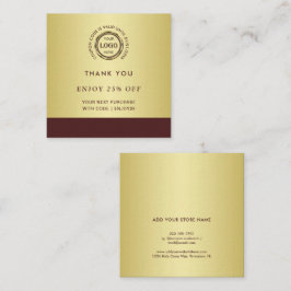 Dark-red gold design,Logo or Photo in gold circle, 割引カード