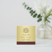 Dark-red gold design,Logo or Photo in gold circle, 割引カード (スタンド正面)