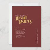 Dark Red Gold Modern Photo Graduation Party 招待状 (裏面)