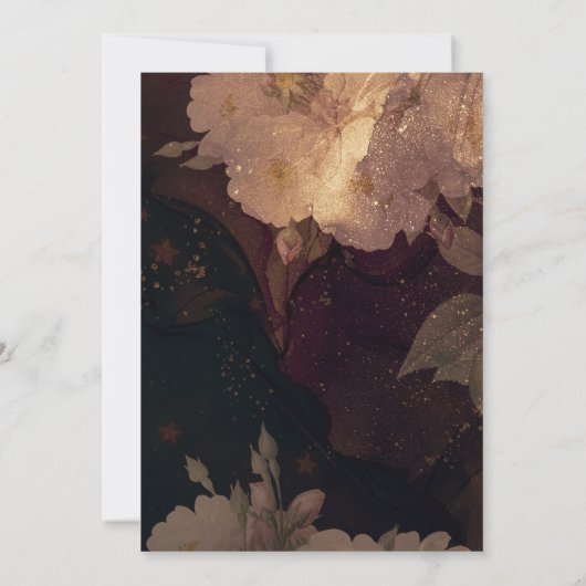 Dark Red Gothic Boho Floral Wedding 招待状 (裏面)