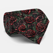 Dark Red Gothic Floral Pattern ネクタイ (ロール)