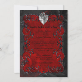 Dark red Gothic Halloween wedding Invitation 招待状