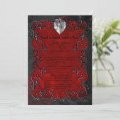Dark red Gothic Halloween wedding Invitation 招待状 (スタンド正面)