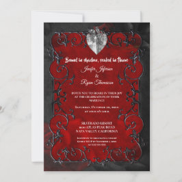 Dark red Gothic Halloween wedding Invitation 招待状