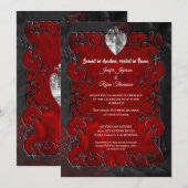 Dark red Gothic Halloween wedding Invitation 招待状 (正面/裏面)