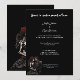 Dark Red Gothic Halloween wedding invitation 招待状