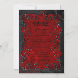 Dark red Gothic Halloween wedding Invitation 招待状