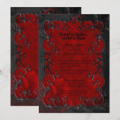 Dark red Gothic Halloween wedding Invitation 招待状 (正面/裏面)