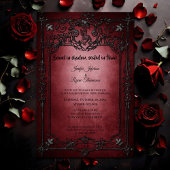 Dark Red Gothic Halloween wedding invitation 招待状