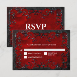Dark red Gothic Halloween Wedding RSVP Card