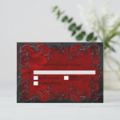 Dark red Gothic Halloween Wedding RSVP Card (スタンド正面)