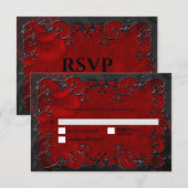 Dark red Gothic Halloween Wedding RSVP Card (正面/裏面)