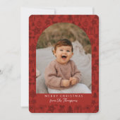 Dark Red Holiday Scribbles Arch Merry Christmas シーズンカード (正面)