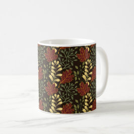 Dark red maple leaves floral pattern コーヒーマグカップ