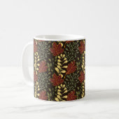 Dark red maple leaves floral pattern コーヒーマグカップ (正面左)