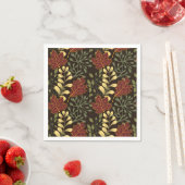 Dark red maple leaves floral pattern スタンダードカクテルナプキン (インサイチュ)