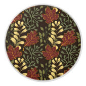 Dark red maple leaves floral pattern セラミックノブ (正面)