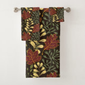 Dark red maple leaves floral pattern バスタオルセット (インサイチュ)