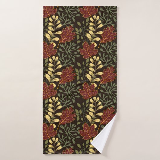 Dark red maple leaves floral pattern バスタオルセット (バスタオル)